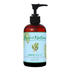 Best of Nature sesame oil bottle with pour, delivering deep hydration for the skin.