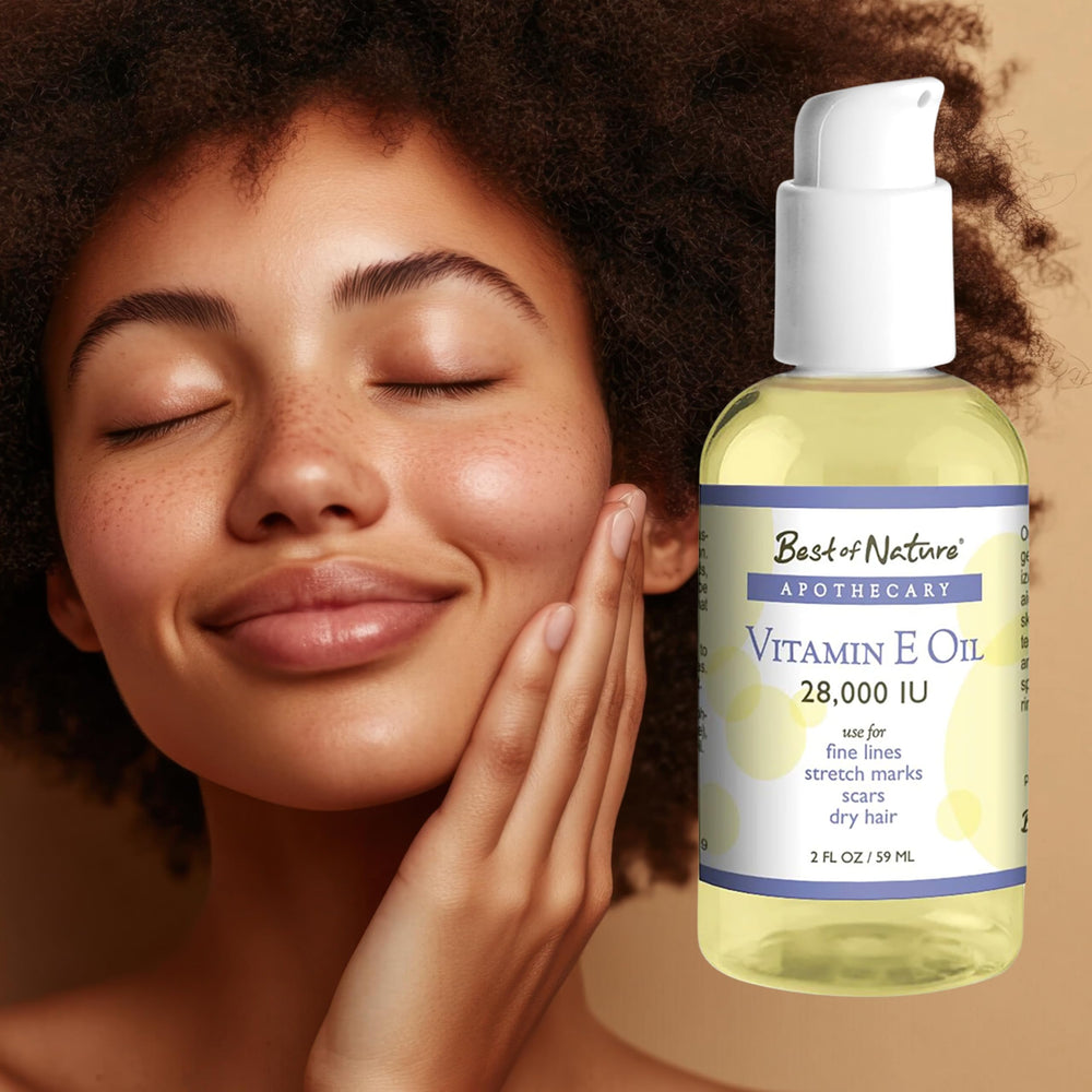 Best of Nature Vitamin E Oil with fractionated coconut oil, silky feel.