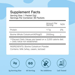 Bestidy Colostrum powder sourced from grass-fed cows and cold-chain pasteurized.