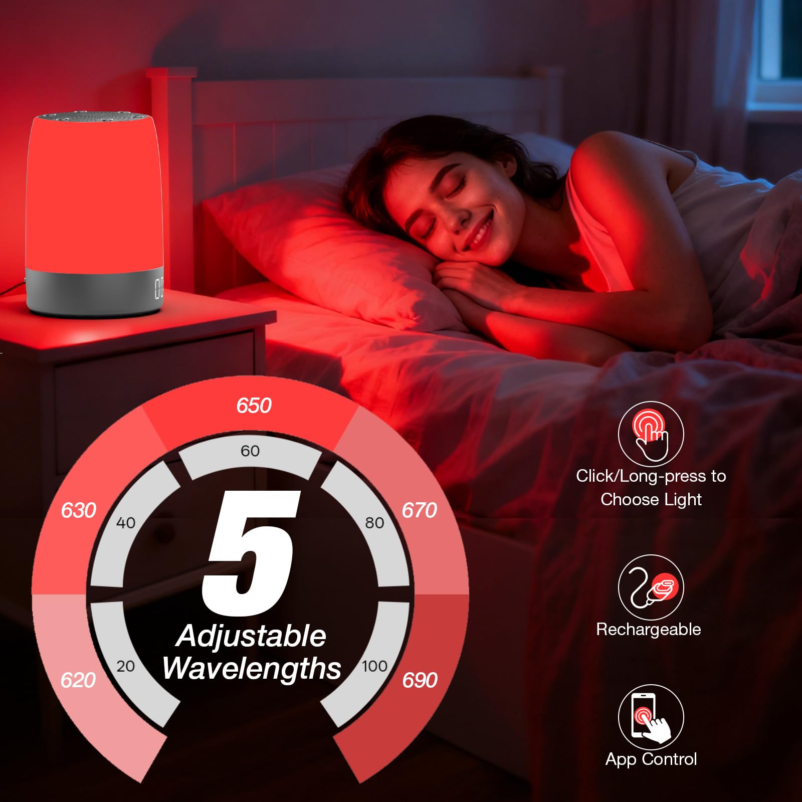 Bestkid immersive sleep aid blending red light with soothing sounds.