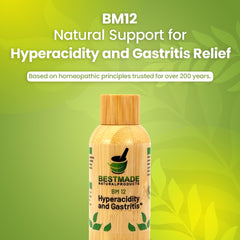 Closeup of Bestmade BM12 label highlighting a natural formula.