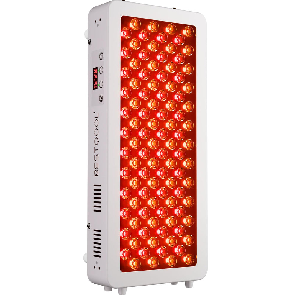 BestQool Pro100 face panel delivering targeted red light therapy during daily skincare.