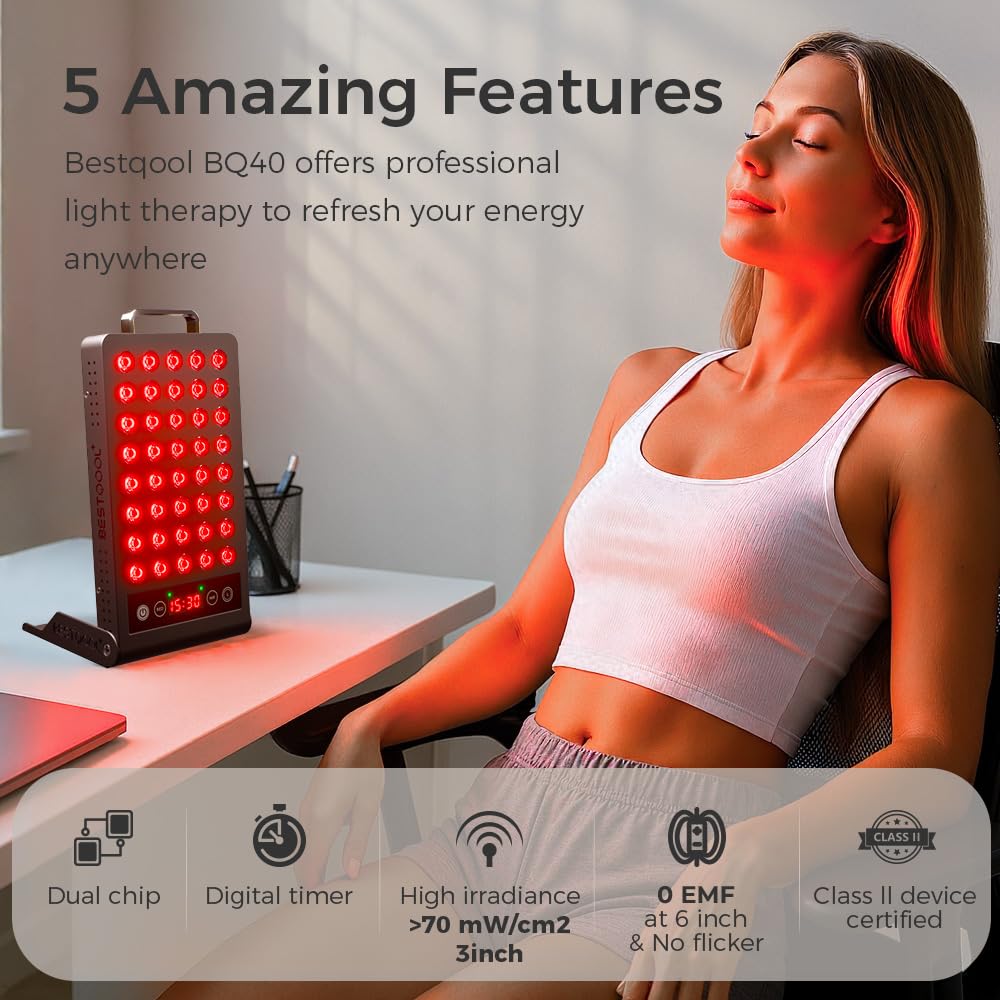 BestQool red light panel focused on face therapy benefits