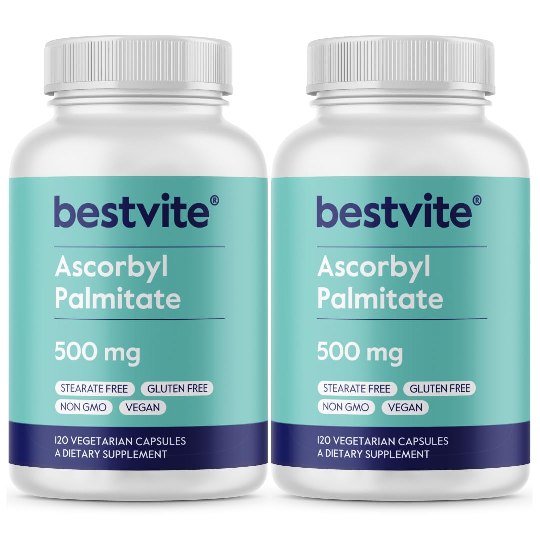 Bestvite Ascorbyl Palmitate 500 mg bottle shown for daily antioxidant support.