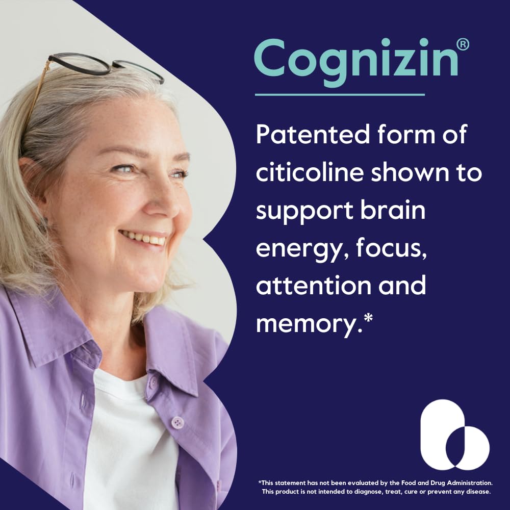 Bestvite Cognizin botella 240 cápsulas facilita dosis diaria para claridad mental.