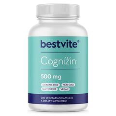 Bestvite Cognizin cápsulas 500 mg para apoyo a memoria y concentración diaria.