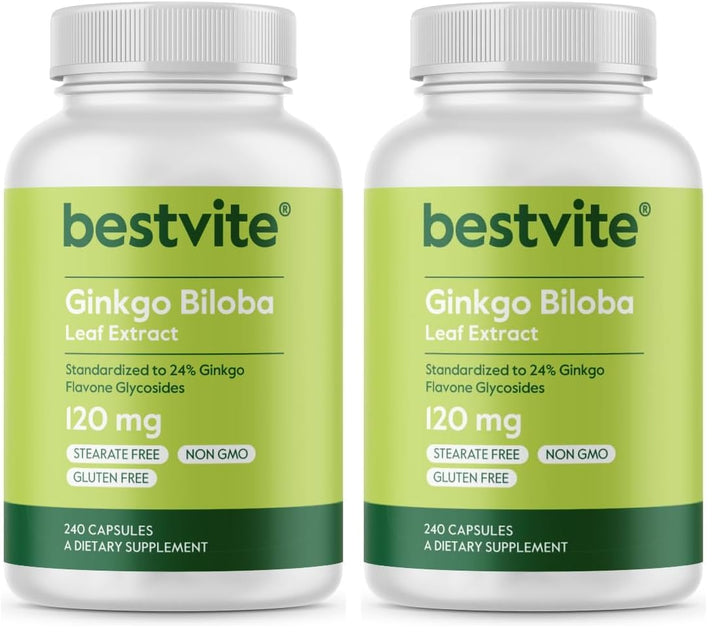Bestvite Ginkgo Biloba 120mg bottle front with standardized potency