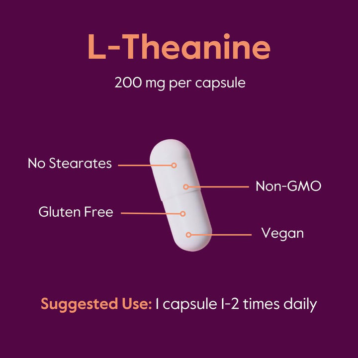 Bestvite L-Theanine capsule close-up shows 200 mg strength.