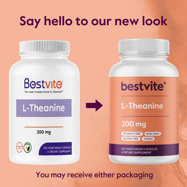 Bestvite L-Theanine bottle with USA GMP facility badge emphasized.