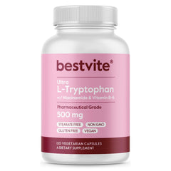 BESTVITE L-Tryptophan 500mg capsules for daily calm support and balanced mood