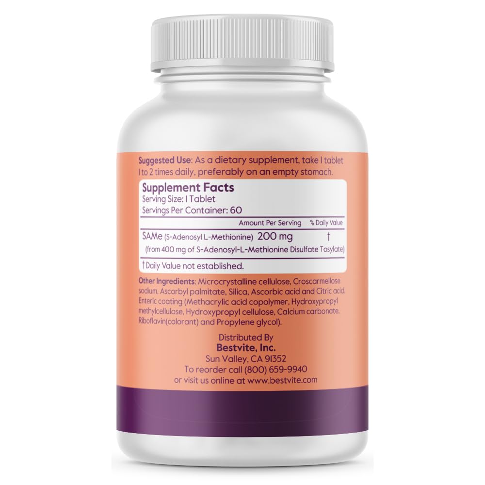 BESTVITE SAM-e 200mg bottle front for potential mood and brain support