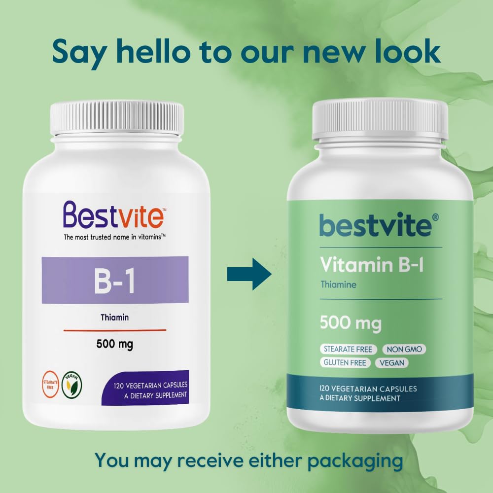 Bestvite Vitamin B-1 capsules arranged for daily energy support