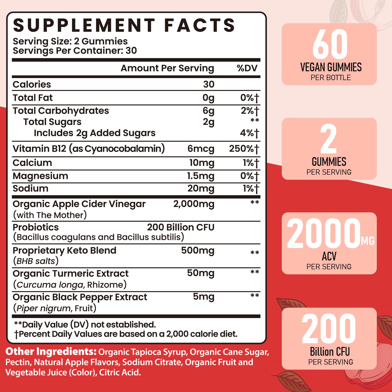Bestwekk ACV Gummies bottle back highlights ingredients and nutrition notes.