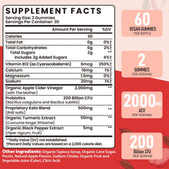 Bestwekk ACV Gummies bottle back highlights ingredients and nutrition notes.