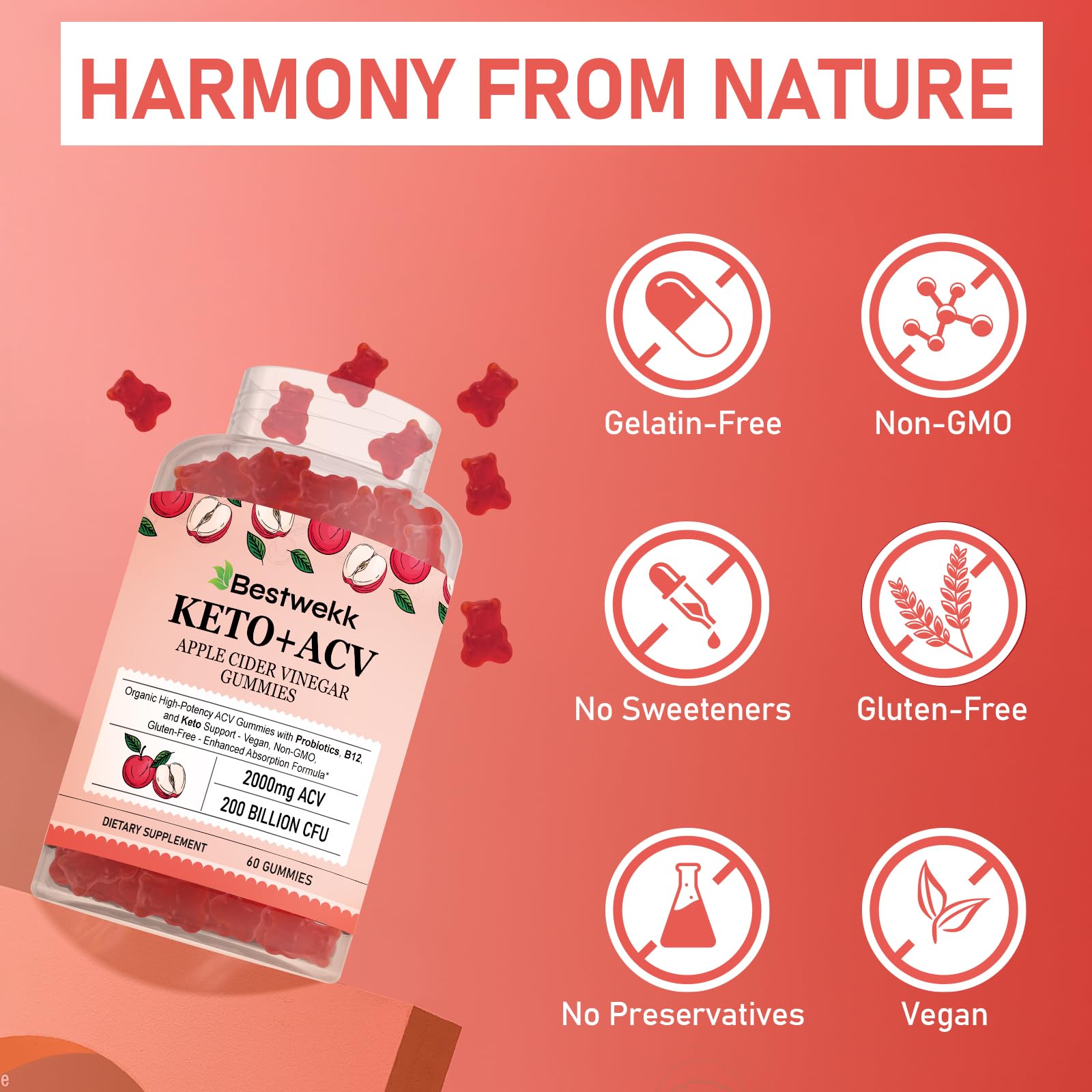 Bestwekk ACV Gummies keto badge emphasizes keto-friendly option.
