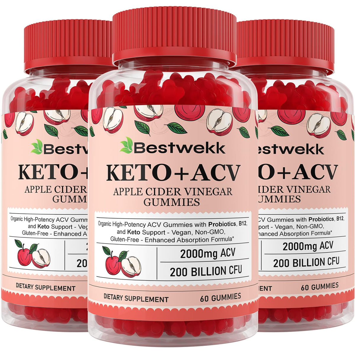 Bestwekk Apple Cider Vinegar Gummies bottle shot highlighting strong daily ACV and probiotic blend