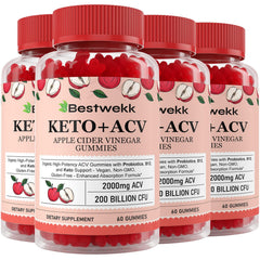 Bestwekk Apple Cider Vinegar Gummies bottle showing daily wellness benefits.