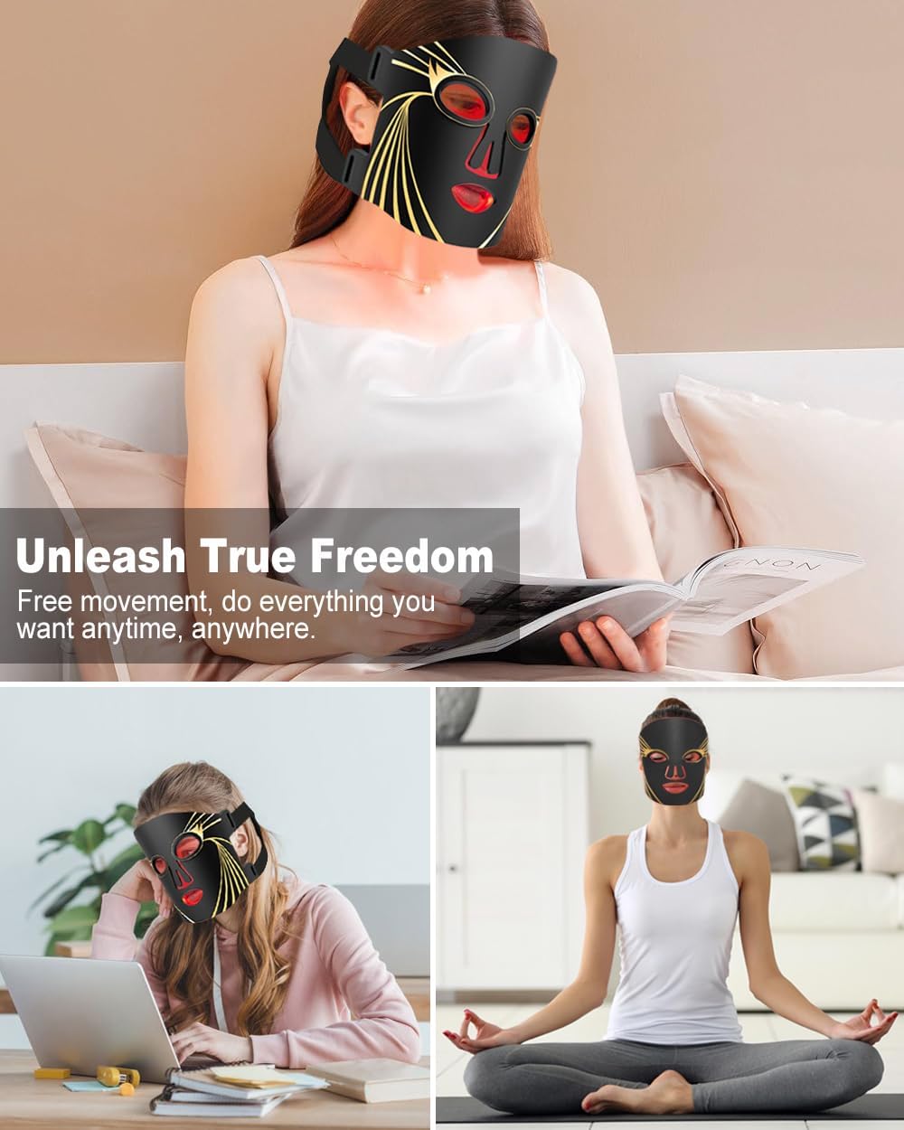 BETNEP LED Therapy Mask in-use on face for treatment at home