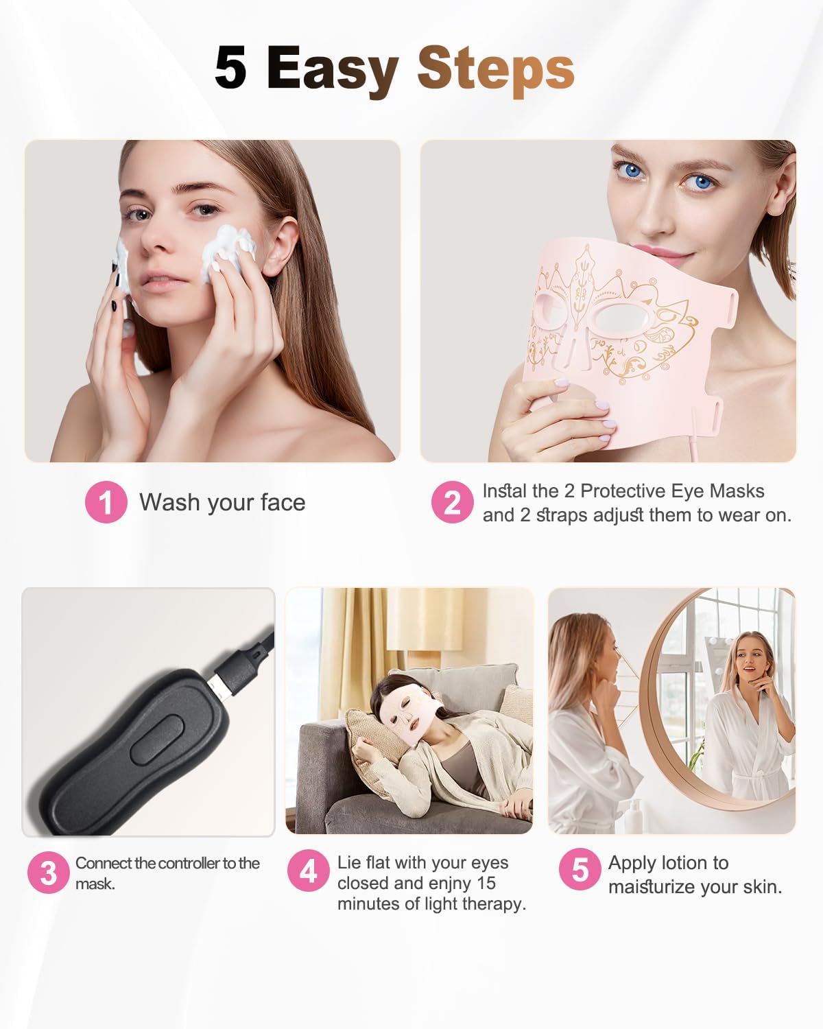 BETNEP user relaxing with mask during reading or yoga.