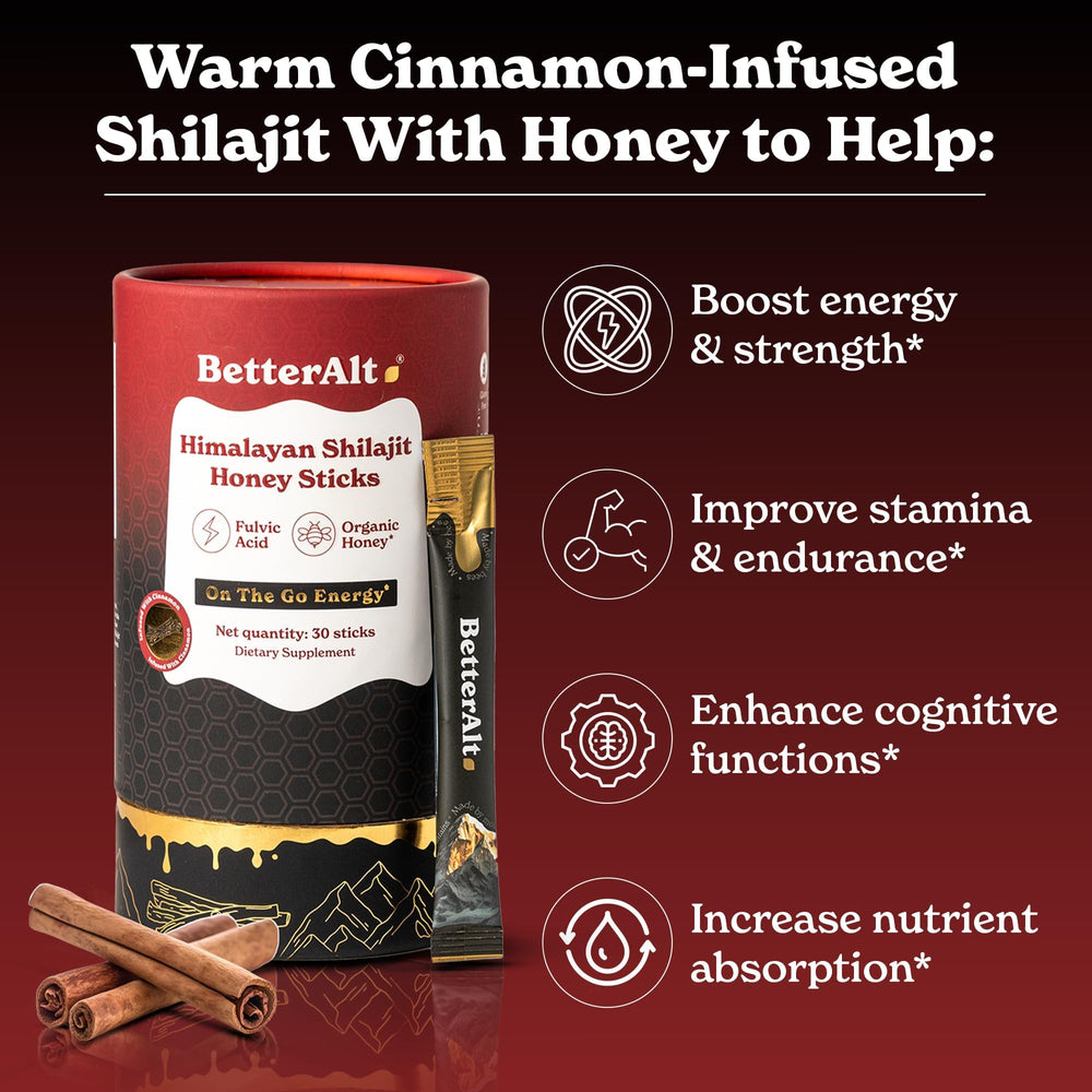Better Alt Pure Himalayan Shilajit Cinnamon Honey Sticks – 30 Sticks f ...