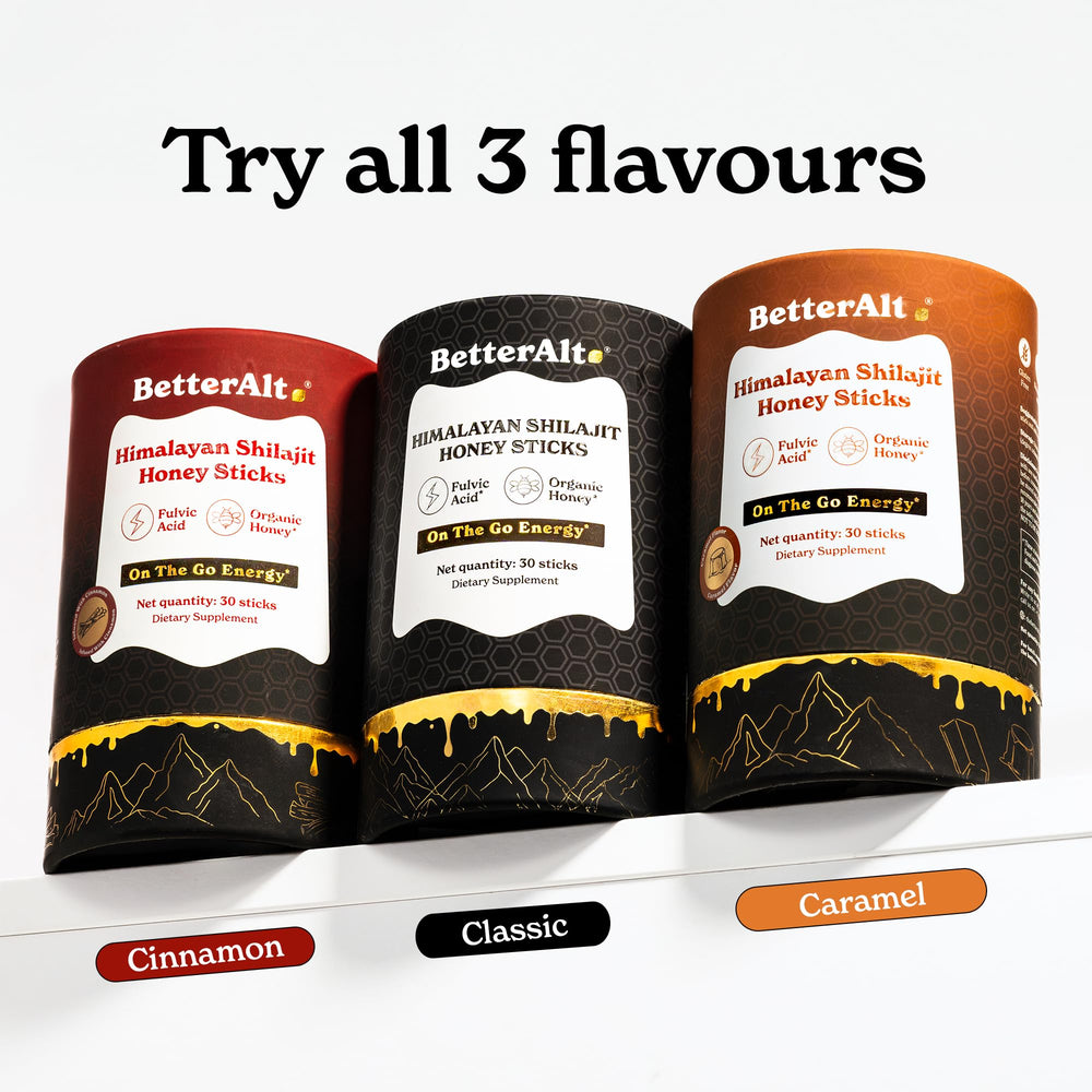 Better Alt shilajit-stick honey-saffron closeup, fragrant boost for mood and energy.