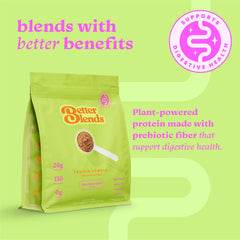 Better Blends chocolate swirl shake glass highlights creamy texture and rich flavor.
