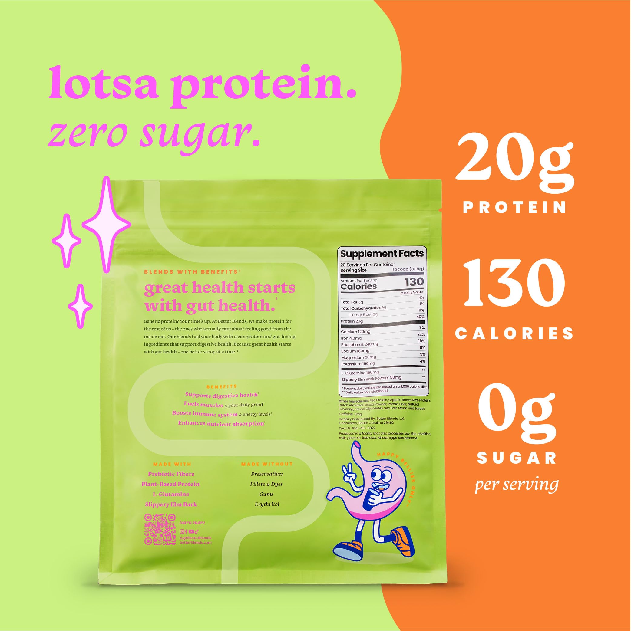 Better Blends vegan protein powder scoop emphasizes convenient daily supplementation.