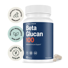 Better Way Health Beta Glucan 100 capsules arranged for immune health