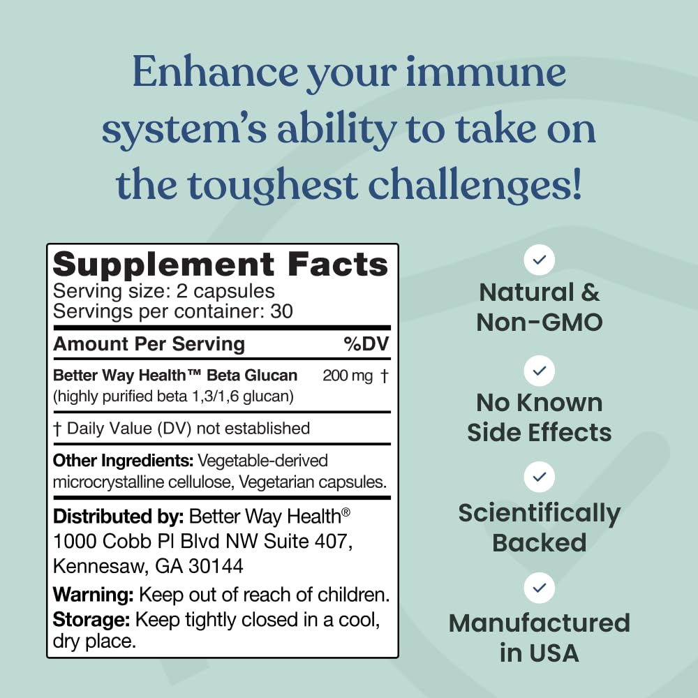 Better Way Health Beta Glucan 100 display on shelf for quick reference