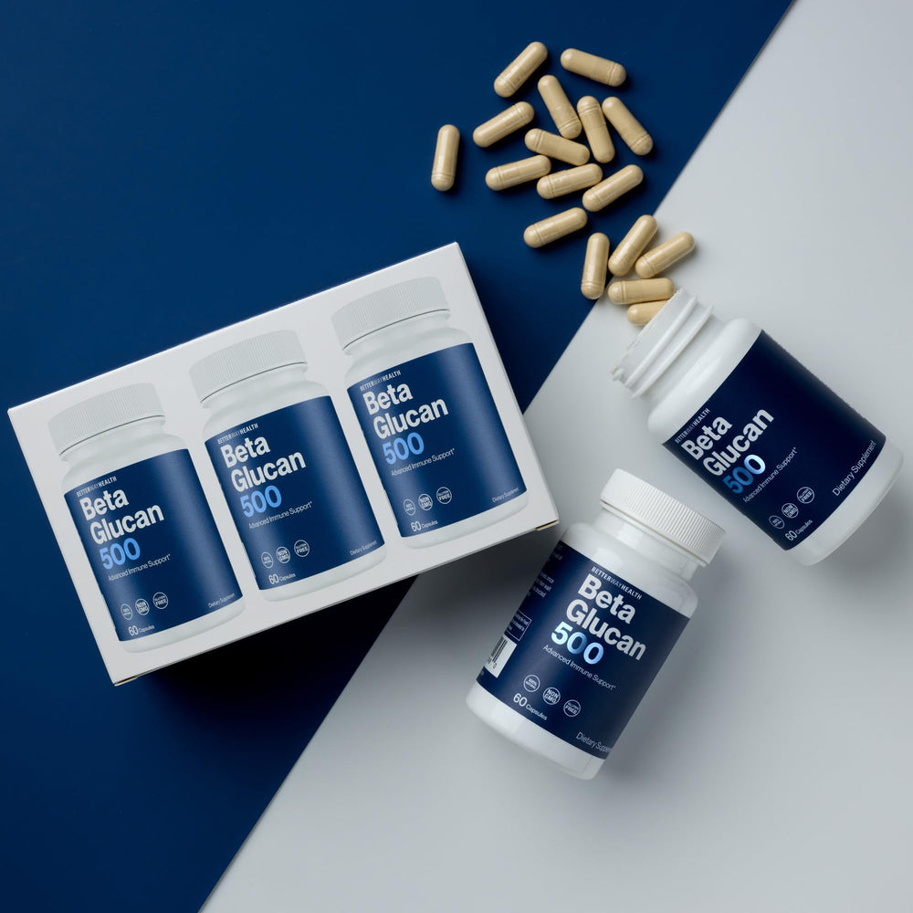 Better Way Health Beta Glucan 500 consumer routine in a kitchen setting.