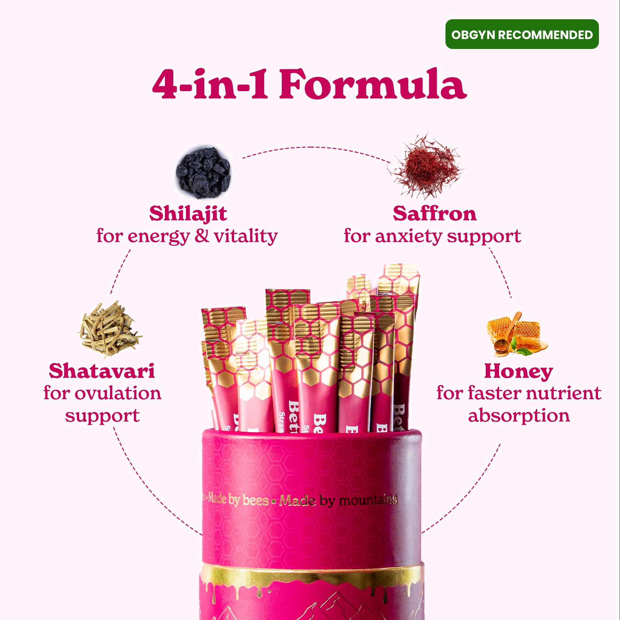 BetterAlt SHE-Lajit stick closeup showing honey texture and herbal notes