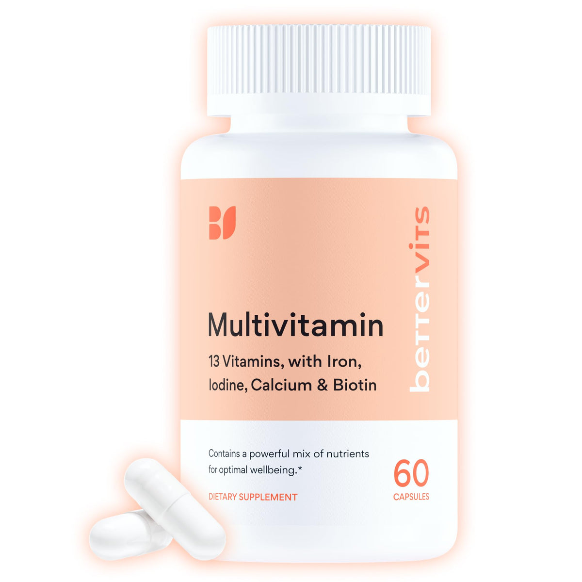 Bettervits Multivitamin bottle front view supports daily energy.