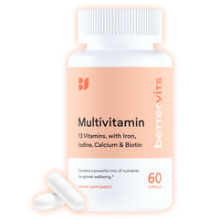 Bettervits Multivitamin bottle front view supports daily energy.