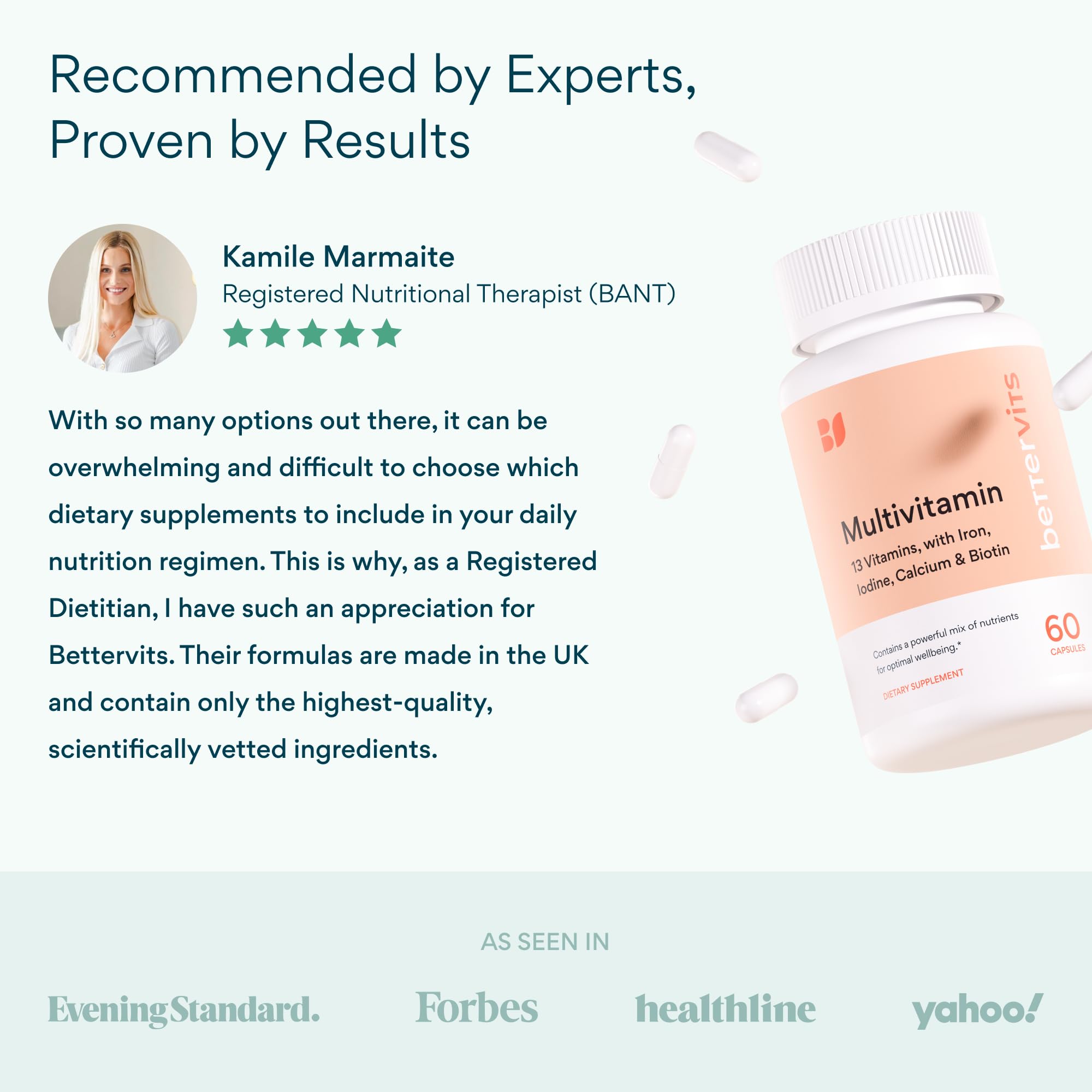 Bettervits Multivitamin box and bottle on a desk for busy professionals.