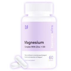 Bettervits bottle with capsules demonstrates high-absorption magnesium glycinate.