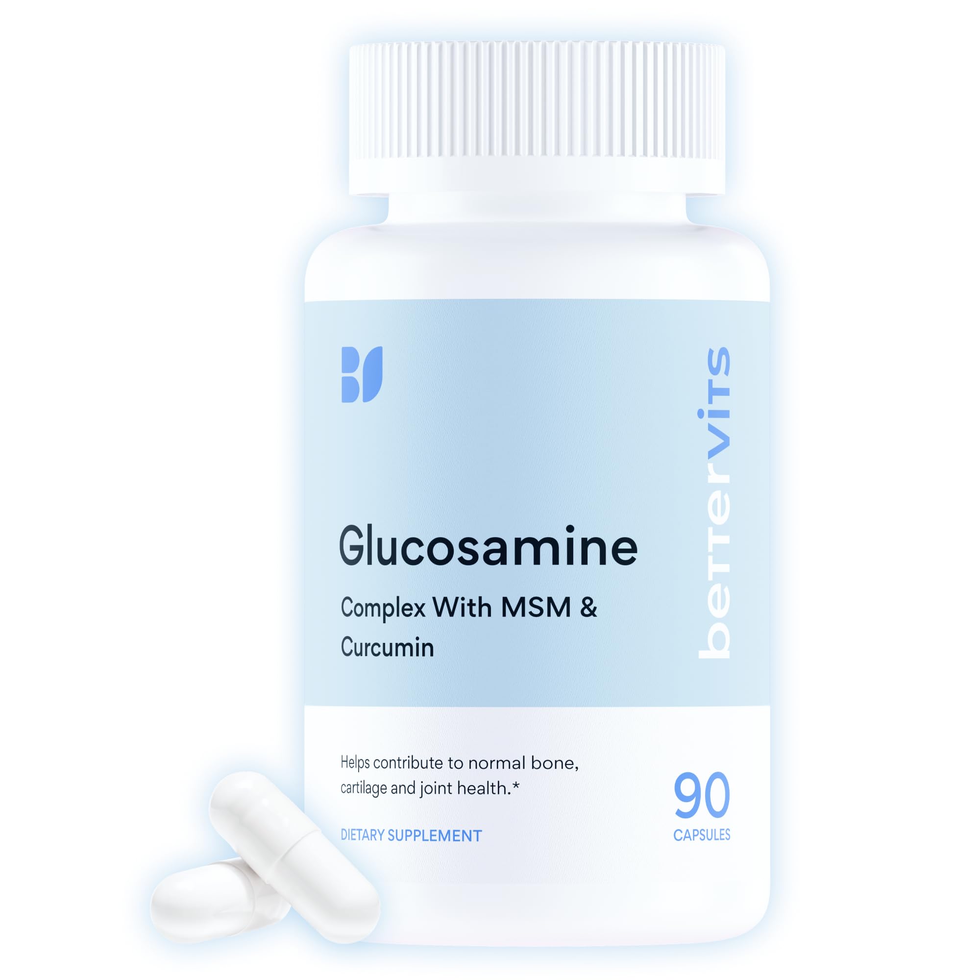 Bettervits Glucosamine Complex bottle with label visible, signaling trusted joint support