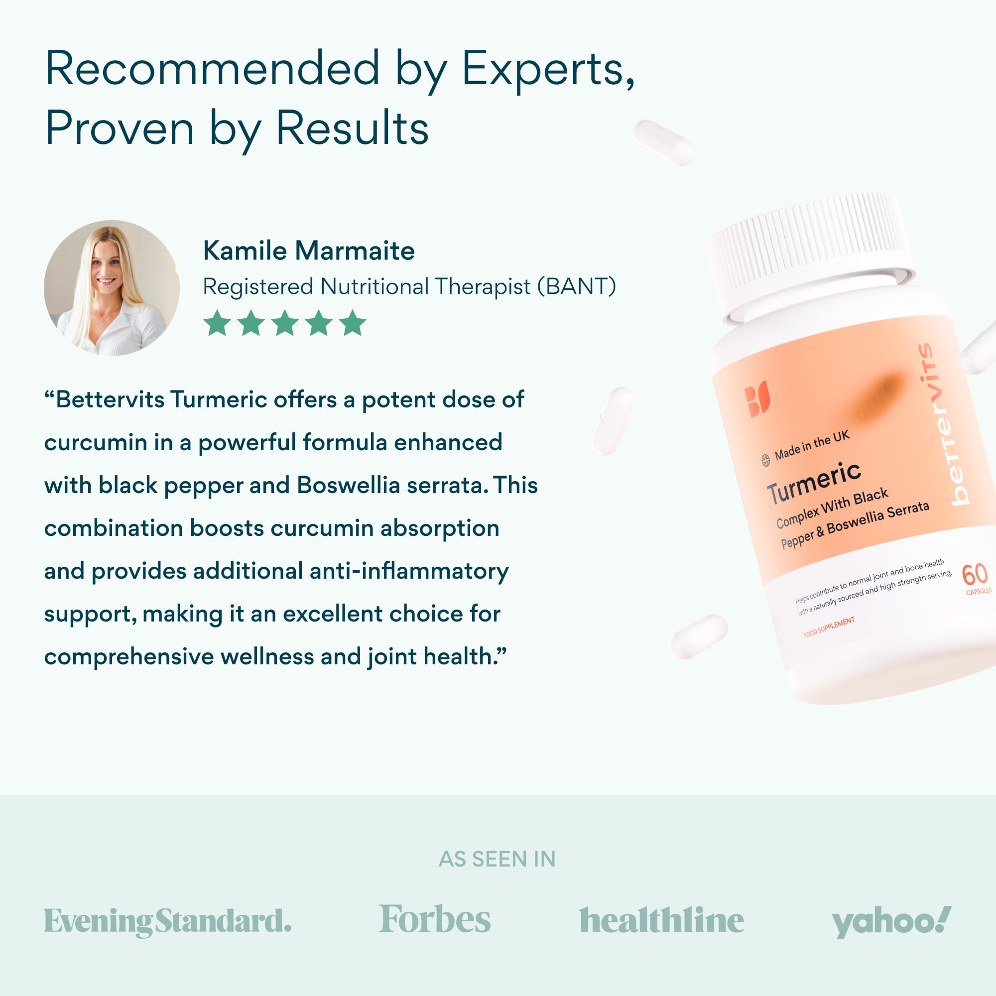 Bettervits Turmeric USA manufacturing seal indicating quality testing