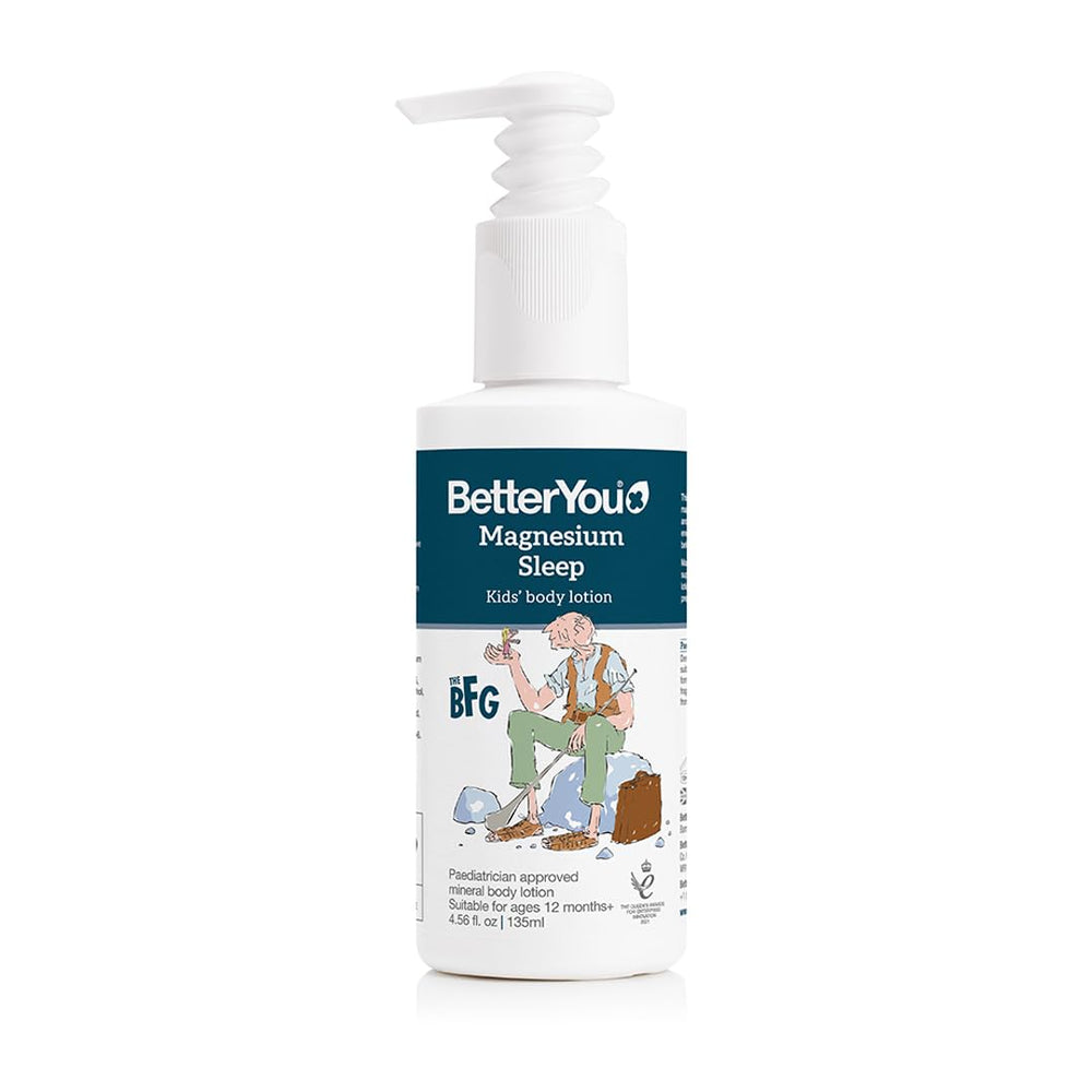 BetterYou Magnesium Sleep Body Lotion bottle promotes calm before bed