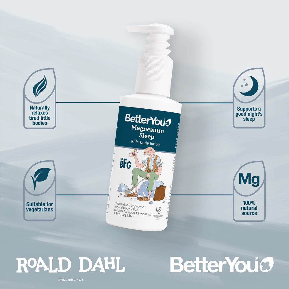 BetterYou Magnesium Sleep Body Lotion chamomile sprigs suggest soothing wind down