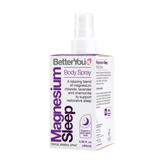 BetterYou Magnesium Sleep Body Spray bottle ready for nightly routine, promoting calm muscles.