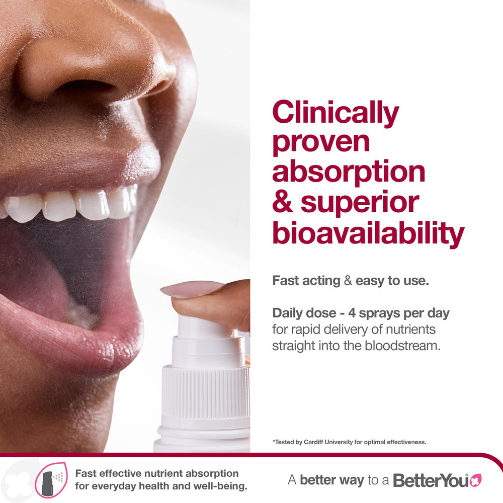 BetterYou Iron 5 Oral Spray suitable for ages 3+ and during pregnancy.