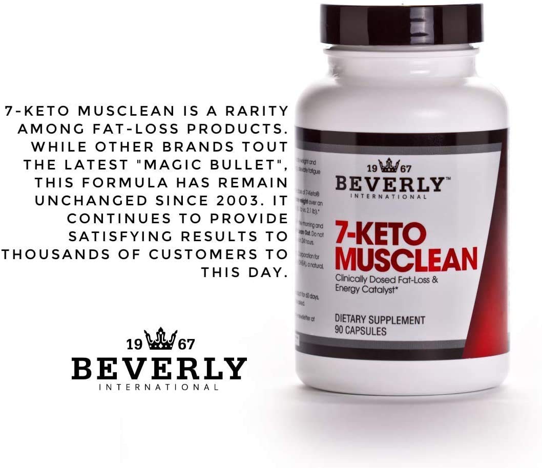 Beverly International 7-Keto Musclean packaging on shelf communicates trust for fat-loss goals.