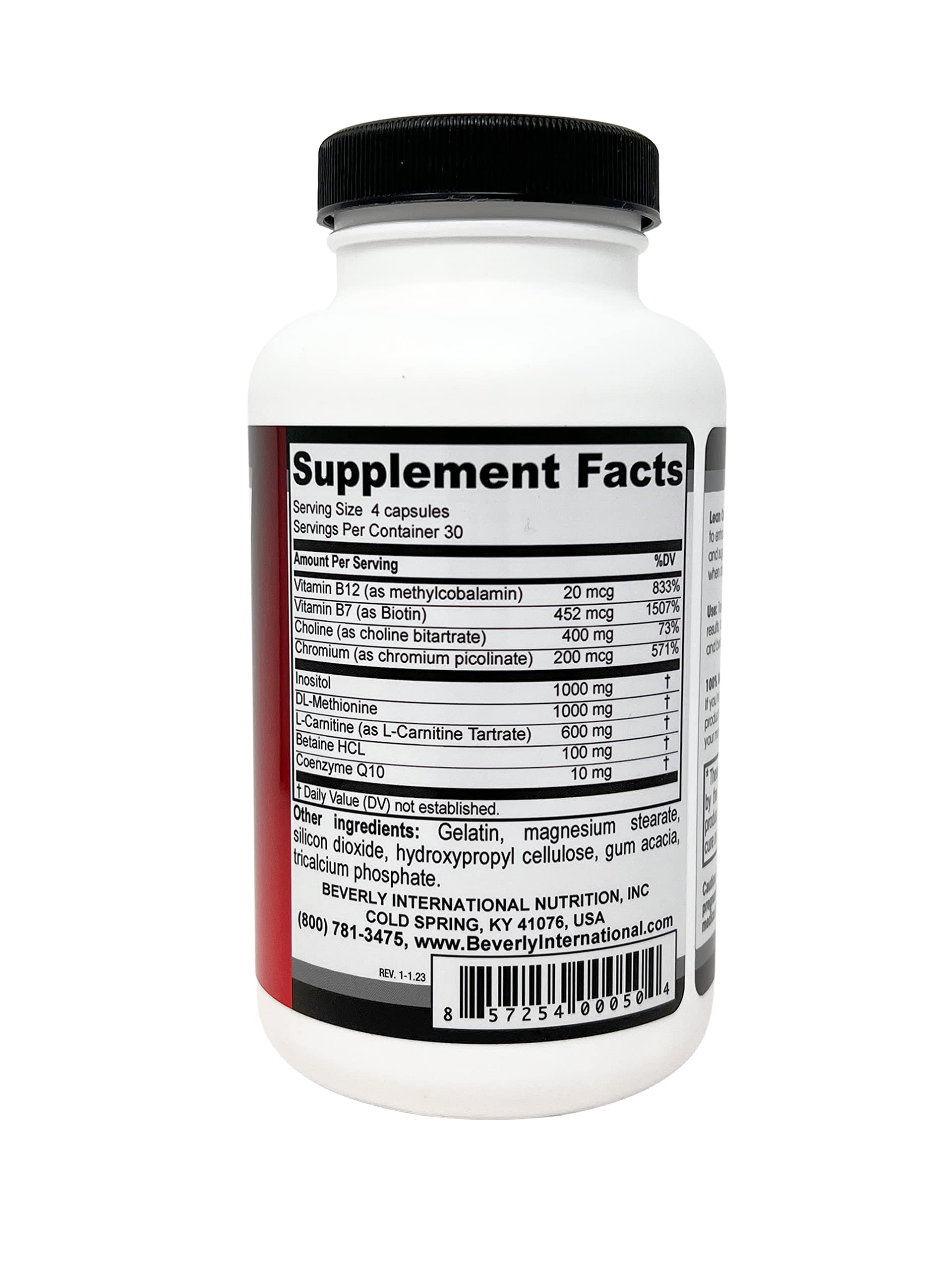 Lean Out bottle back showing ingredients and dosage details
