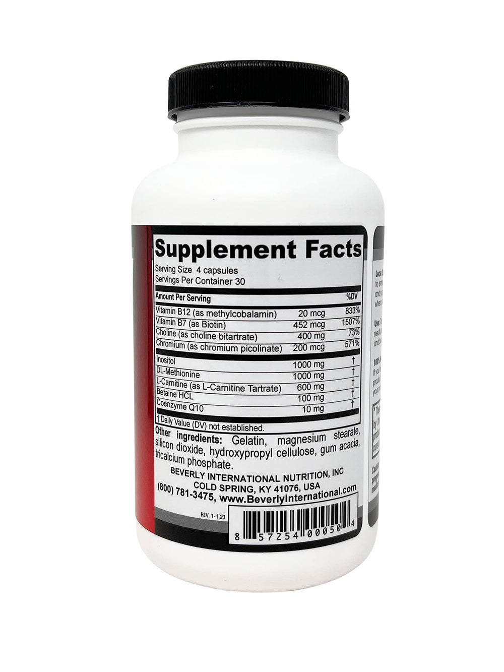 Lean Out bottle back showing ingredients and dosage details