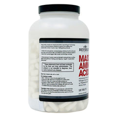 Beverly International Mass Amino Acids bottle back showing ingredients and nitrogen support