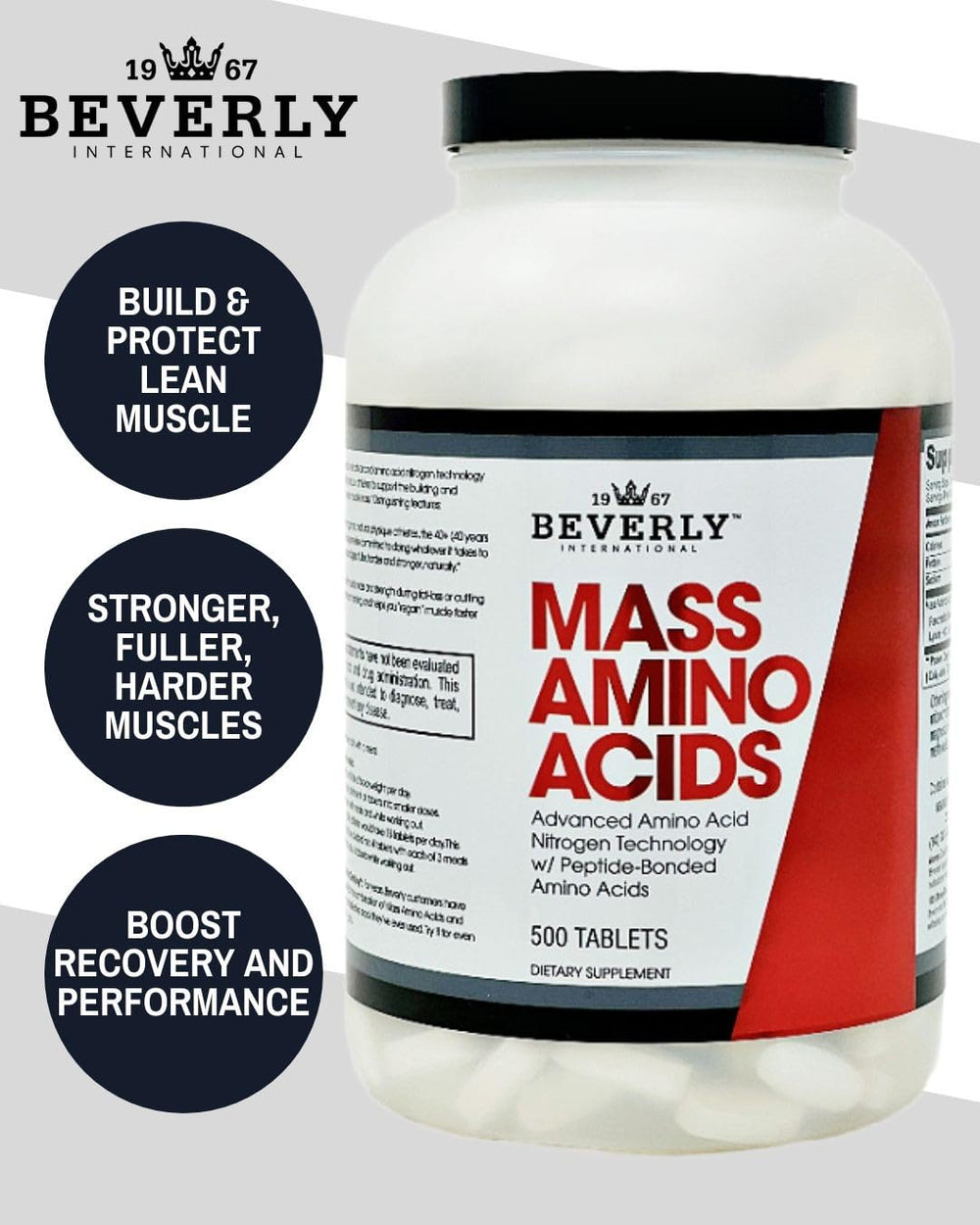 Closeup of Mass Amino Acids scoop ready for timed intake during workouts