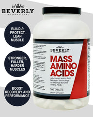 Closeup of Mass Amino Acids scoop ready for timed intake during workouts