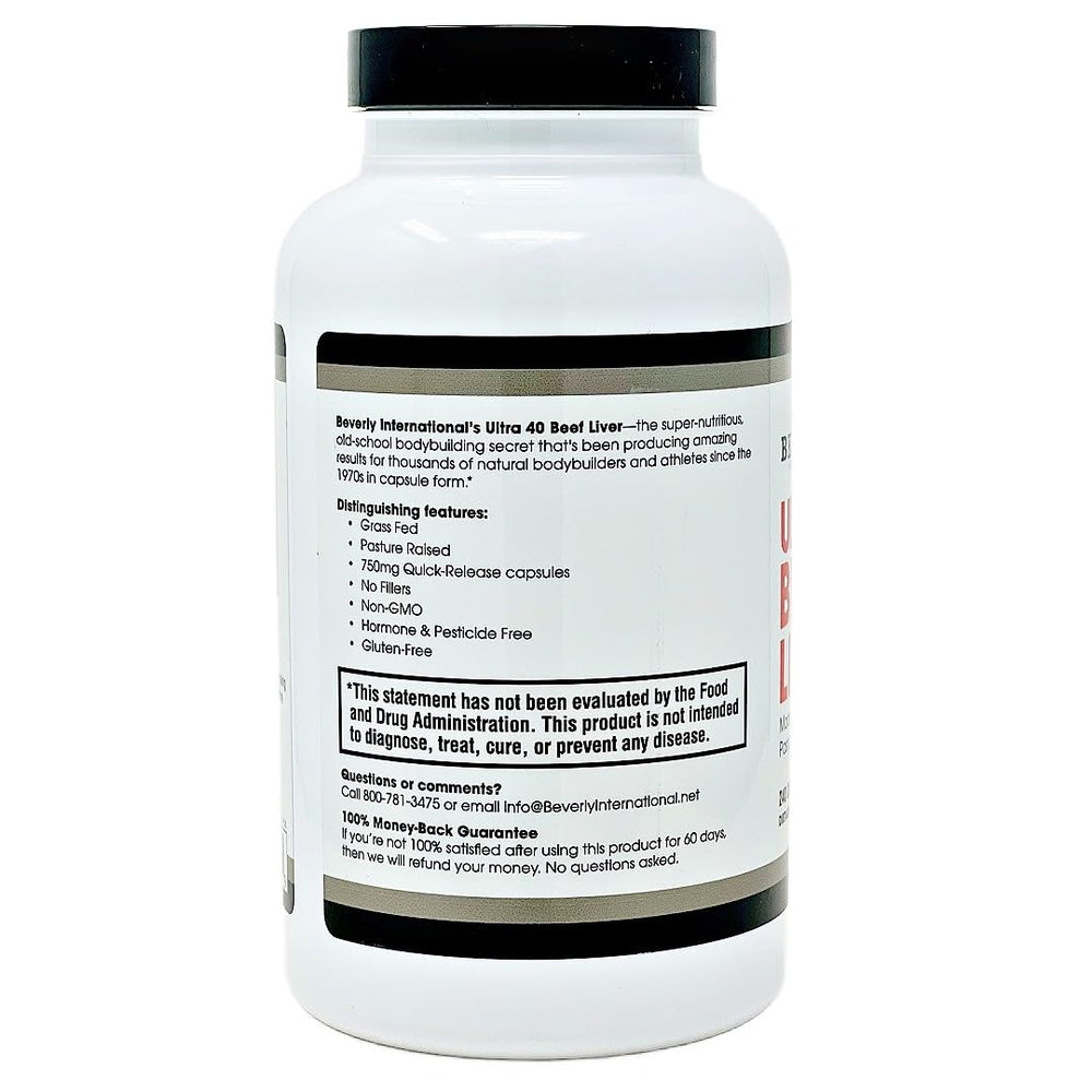 Ultra 40 beef liver capsules close-up highlighting quality