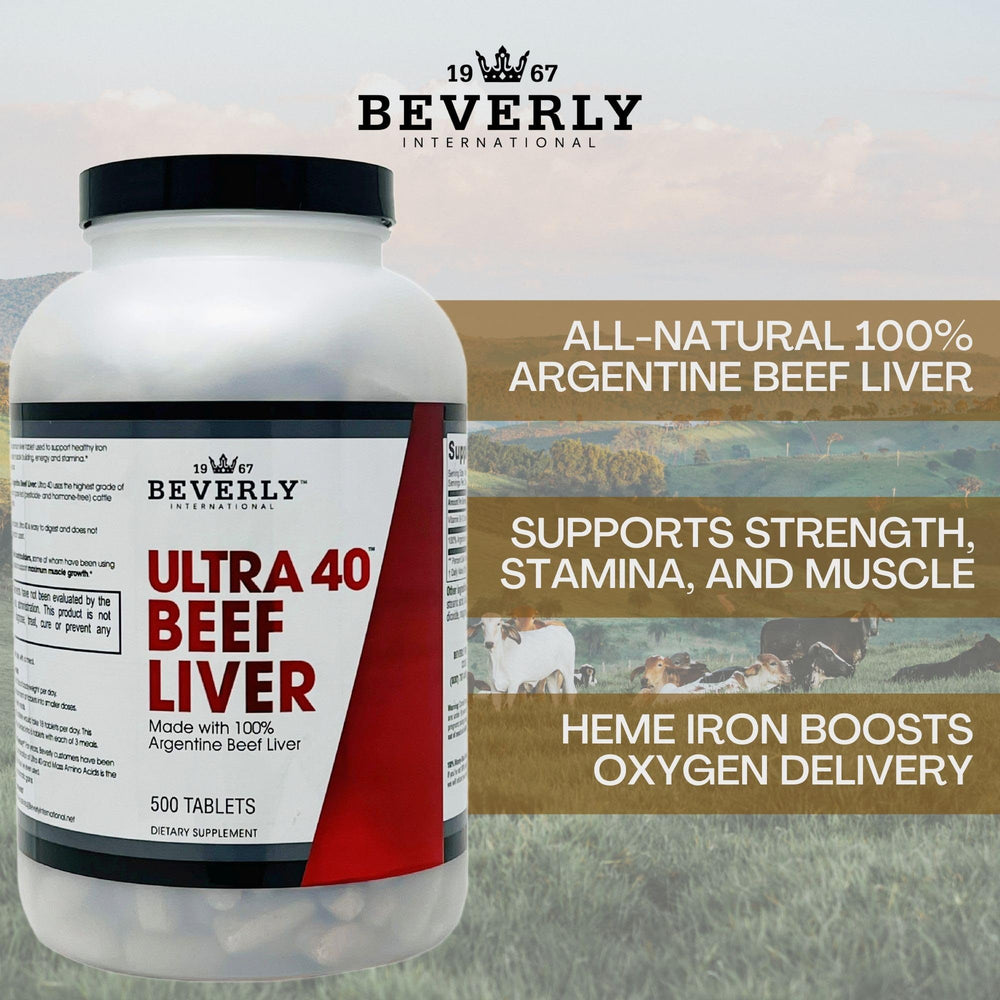 Ultra-40 grass-fed beef liver tablets with clean sourcing from Argentina.