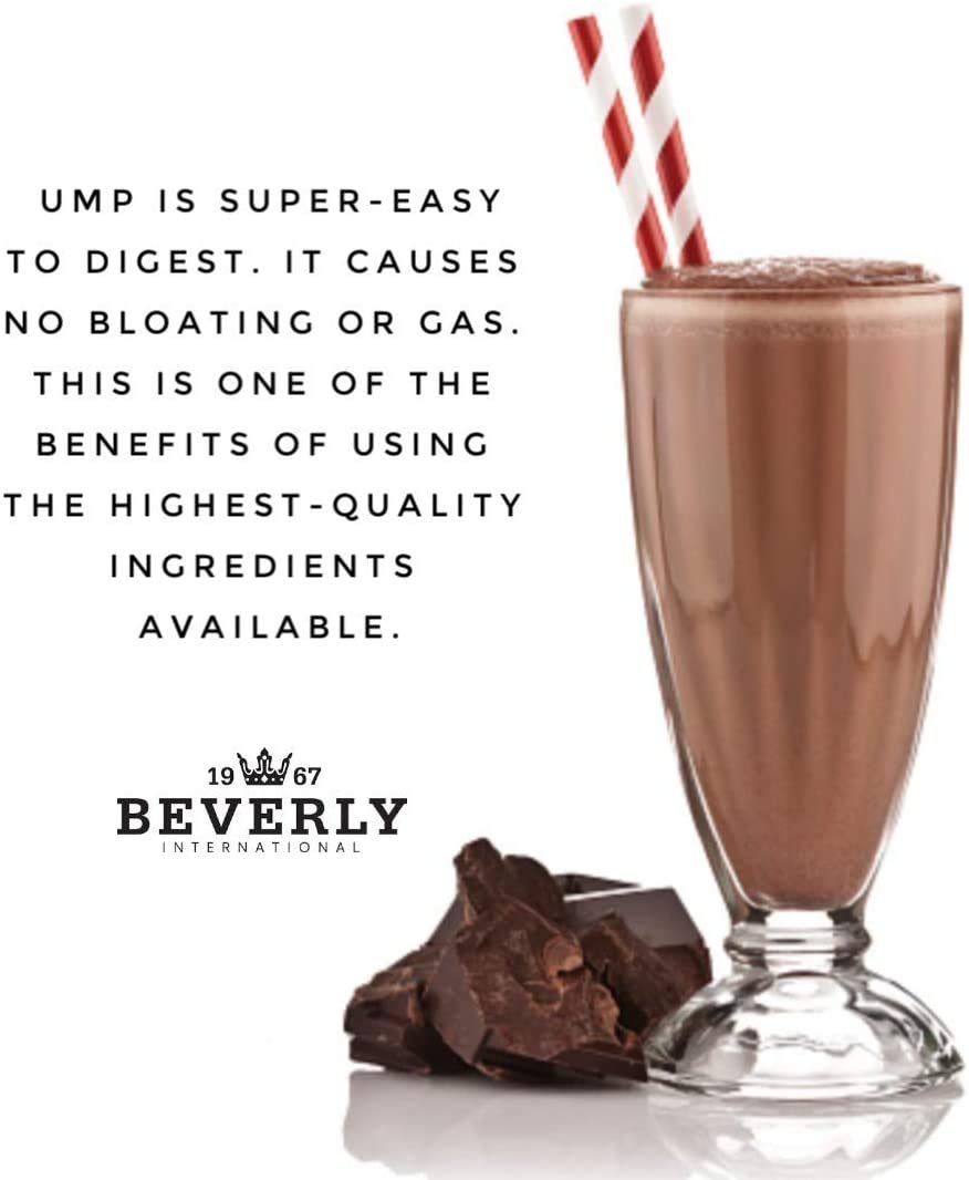 Spoon beside a prepared UMP Rocky Road shake for a ready‑to‑drink option.